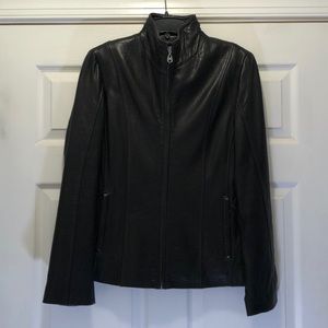 Andrew Marc/Black Leather Moto Jacket